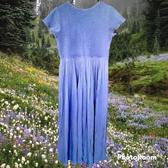 SOLD Vtg 90s fairy cottagcore flowy periwinkle dress - Picture 6 of 12